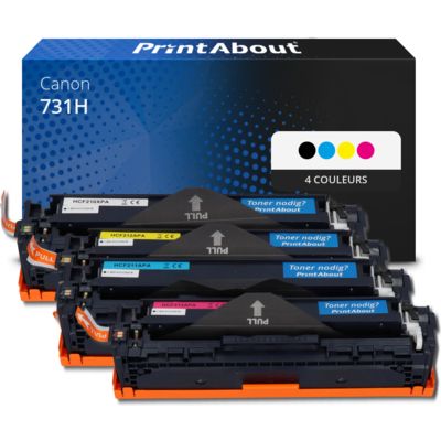 Toner compatible Canon 731H  - 4 couleurs - Grande capacité - Multipack
