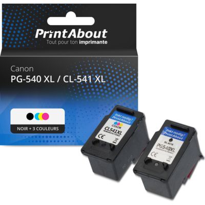 Cartouche compatible Canon PG-540 XL / CL-541 XL - Noir + 3 couleurs - Grande capacité - Multipack