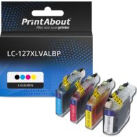 PrintAbout Huismerk vervangt Brother LC-127XLVALBP Inktcartridge 4-kleuren Multipack Hoge capaciteit