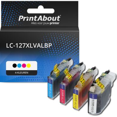 PrintAbout Huismerk vervangt Brother LC-127XLVALBP Inktcartridge 4-kleuren Multipack Hoge capaciteit