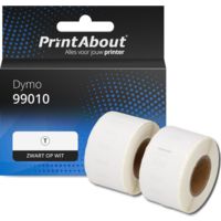 Huismerk Dymo 99010 Etiket Zwart op wit (28 mm x 89 mm) 2 rollen