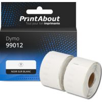 Étiquette compatible Dymo 99012 - (36 mm x 89 mm) 2 rouleaux - Noir sur blanc