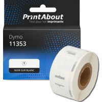 Étiquette compatible Dymo 11353 - (13 mm x 25 mm) - Noir sur blanc