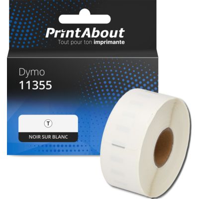 Étiquette compatible Dymo 11355 (S0722550) - (19 mm x 51 mm) - Noir sur blanc