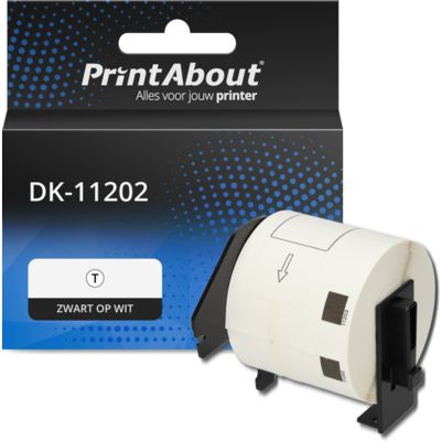 PrintAbout Huismerk vervangt Brother DK-11202 Etiket Zwart op wit (62 mm x 100  mm)