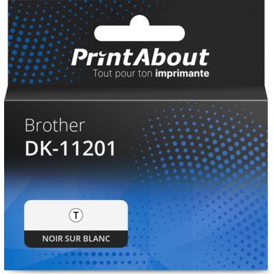 Étiquette compatible Brother DK-11201 - (29 mm x 90 mm) 5 rouleaux - Noir sur blanc