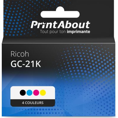 Cartouche compatible Ricoh GC-21K (405532) - 4 couleurs - Multipack