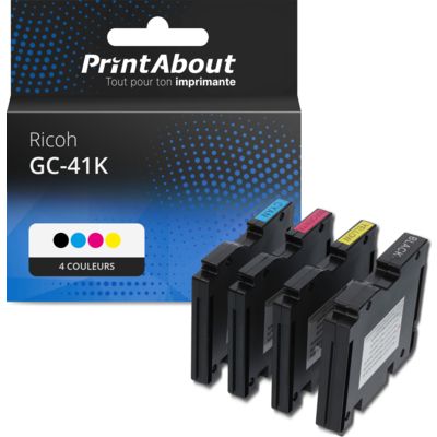 Cartouche compatible Ricoh GC-41K (405761) - 4 couleurs - Multipack
