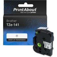 Huismerk Brother TZe-141 Tape Zwart op transparant (18 mm)