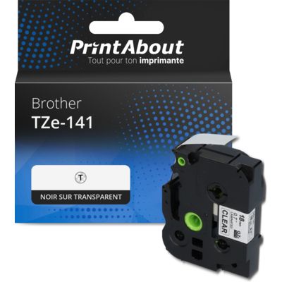 Ruban compatible Brother TZe-141 - (18 mm) - Noir sur transparent