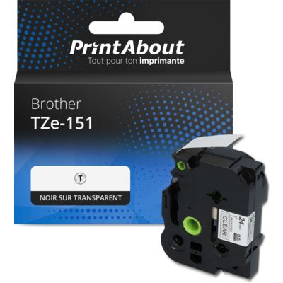 Ruban compatible Brother TZe-151 - (24 mm) - Noir sur transparent