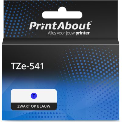 PrintAbout Huismerk vervangt Brother TZe-541 Tape Zwart op blauw (18 mm)