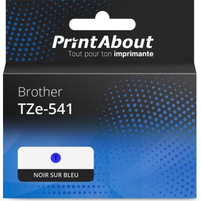 Ruban compatible Brother TZe-541 - (18 mm) - Noir sur bleu