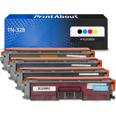PrintAbout Huismerk vervangt Brother TN-328 Toner 4-kleuren Multipack Extra hoge capaciteit