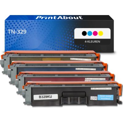 PrintAbout Huismerk vervangt Brother TN-329 Toner 4-kleuren Multipack Extra hoge capaciteit
