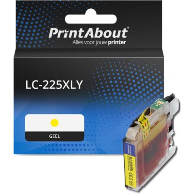 PrintAbout Huismerk vervangt Brother LC-225XLY Inktcartridge Geel Hoge capaciteit
