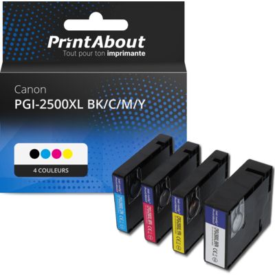 Cartouche compatible Canon PGI-2500XL - 4 couleurs - Grande capacité - Multipack
