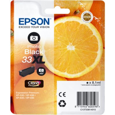 Epson 33XL (C13T33614012) - Noir photo - Cartouche d'encre - Grande capacité