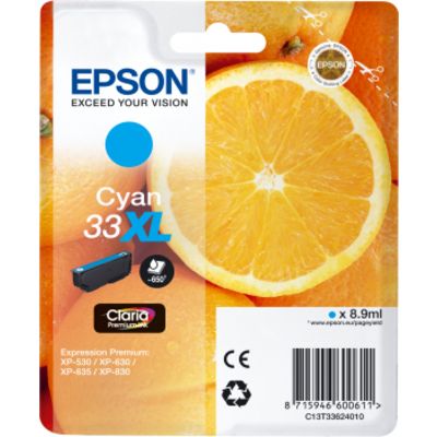 Epson 33XL (C13T33624012) - Cyan - Cartouche d'encre - Grande capacité
