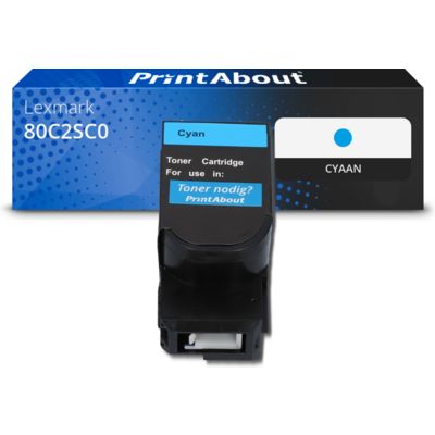 Huismerk Lexmark 80C2SC0 (802SC) Toner Cyaan