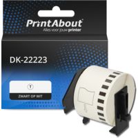 PrintAbout Huismerk vervangt Brother DK-22223 Etiket Zwart op wit (50  mm)