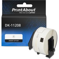 PrintAbout Huismerk vervangt Brother DK-11208 Etiket Zwart op wit (38 mm x 90  mm)