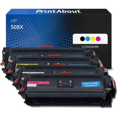 Toner compatible HP 508X (CF360X) - 4 couleurs - Grande capacité - Multipack