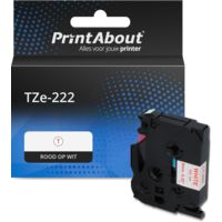 PrintAbout Huismerk vervangt Brother TZe-222 Tape Rood op wit (9 mm)