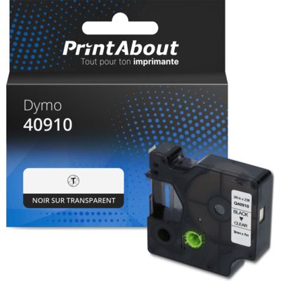 Ruban compatible Dymo 40910 (S0720670) - (9 mm) - Noir sur transparent