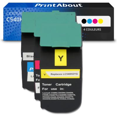 Toner compatible Lexmark C540H1KG - 4 couleurs - Grande capacité - Multipack
