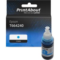 Huismerk Epson T664240 Inktcartridge Cyaan