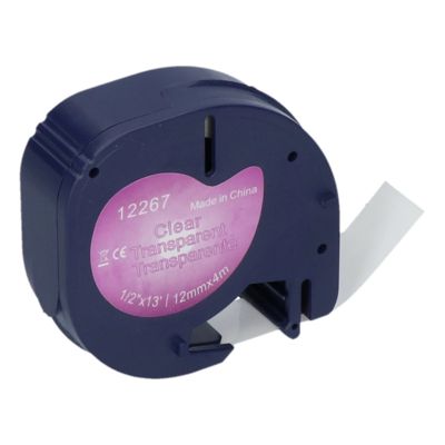 Huismerk Dymo 12267 (S0721530) Tape Zwart op transparant (12 mm)