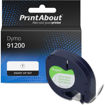 Huismerk Dymo 91200 (S0721510) Tape Zwart op wit (12 mm)
