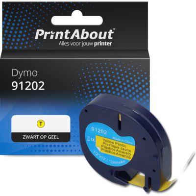 Huismerk Dymo 91202 (S0721620) Tape Zwart op geel (12 mm)
