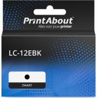 PrintAbout Huismerk vervangt Brother LC-12EBK Inktcartridge Zwart