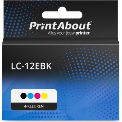 PrintAbout Huismerk vervangt Brother LC-12EBK Inktcartridge 4-kleuren Multipack