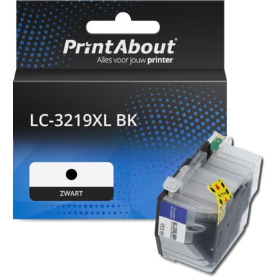 PrintAbout Huismerk vervangt Brother LC-3219XL BK Inktcartridge Zwart Hoge capaciteit