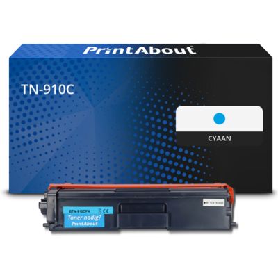 PrintAbout Huismerk vervangt Brother TN-910C Toner Cyaan Extra hoge capaciteit