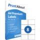 PrintAbout Premium A4 feuille d'autocollants 8 par feuille (105mm x 74mm)