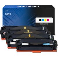 Toner compatible HP 203X (CF540X) - 4 couleurs - Grande capacité - Multipack