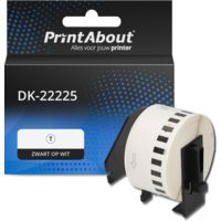 PrintAbout Huismerk vervangt Brother DK-22225 Etiket Zwart op wit (38  mm)
