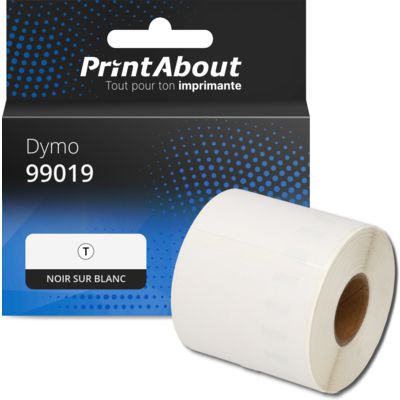 Étiquette compatible Dymo 99019 (S0722480) - (59 mm x 190 mm) - Noir sur blanc