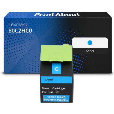 Toner compatible Lexmark 80C2HC0 (802HC) - Cyan - Grande capacité