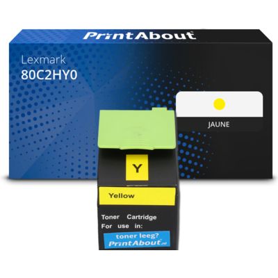 Toner compatible Lexmark 80C2HY0 (802HY) - Jaune - Grande capacité