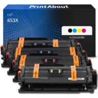 Toner compatible HP 653X (CF320X) - 4 couleurs - Grande capacité - Multipack