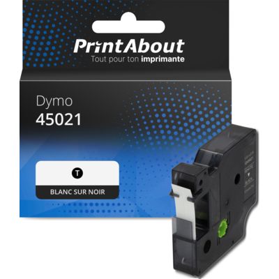 Ruban compatible Dymo 45021 (S0720610) - (12 mm) - Blanc sur noir