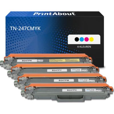 PrintAbout Huismerk vervangt Brother TN-247CMYK Toner 4-kleuren Multipack Hoge capaciteit
