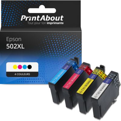 Cartouche compatible Epson 502XL (C13T02W64010) - 4 couleurs - Grande capacité - Multipack