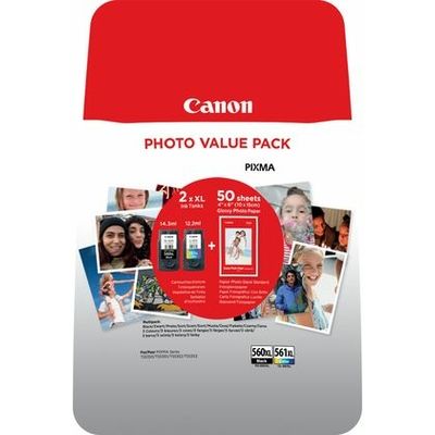 Canon PG-560XL / CL-561XL - Noir + 3 couleurs - Cartouche d'encre - Grande capacité - Multipack