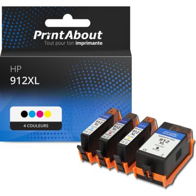 Cartouche compatible HP 912XL (3YP34AE) - 4 couleurs - Multipack